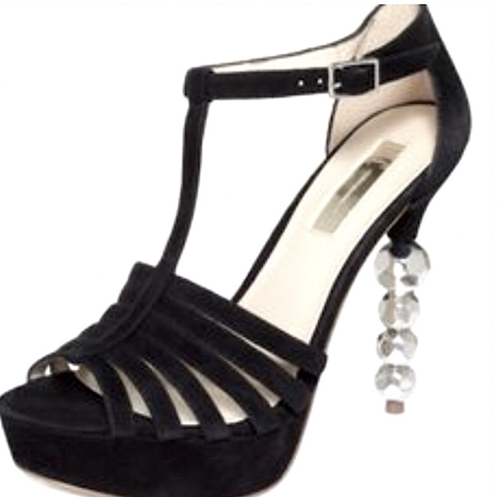 INC International Concepts Black Suede Platform w/ Embellished "Disco" Heel